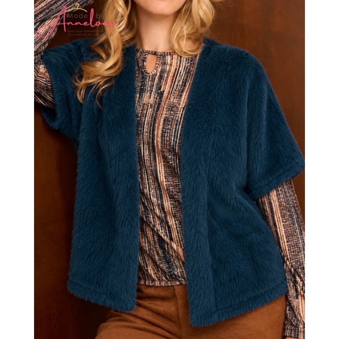 FOS Gilet Lia Alpaca 7878 jeansblauw FOS Gilet Lia Alpaca 7878 jeansblauw